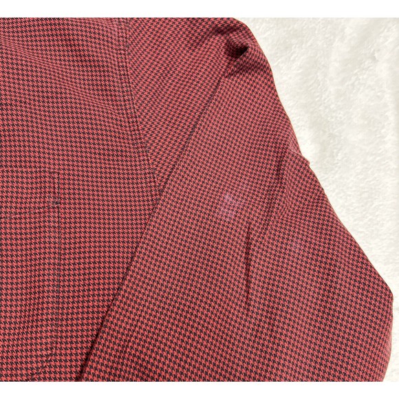 LL BEAN Flannel Button Down Shirt Mens Size Large L-REG Red & Black Houndstooth - Picture 6 of 12